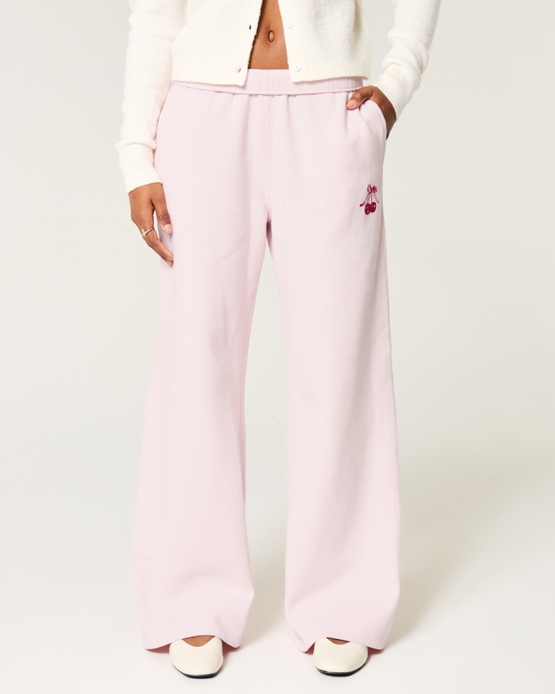 Cherry Graphic Wide-Leg Sweatpants