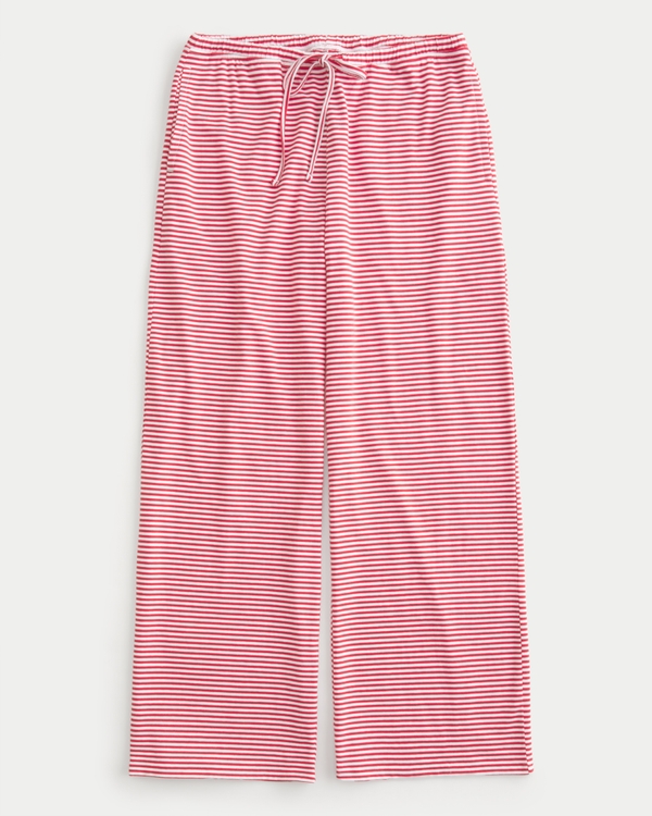 Pull-On Baggy Pants, Dark Red Stripe