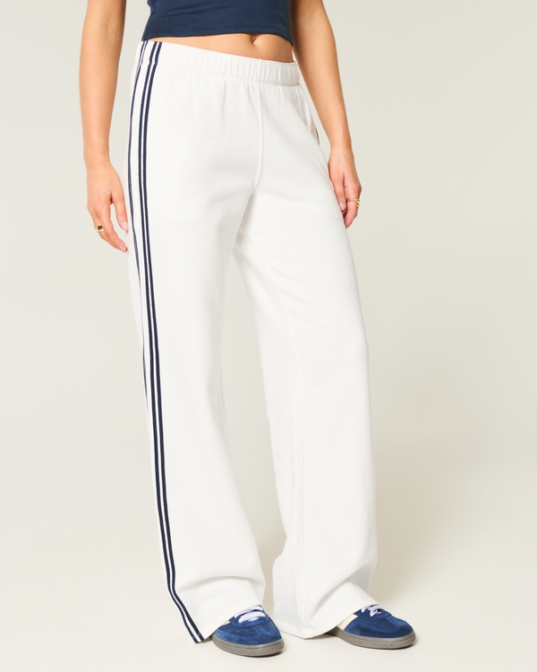 Striped Wide-Leg Sweatpants, White view 1