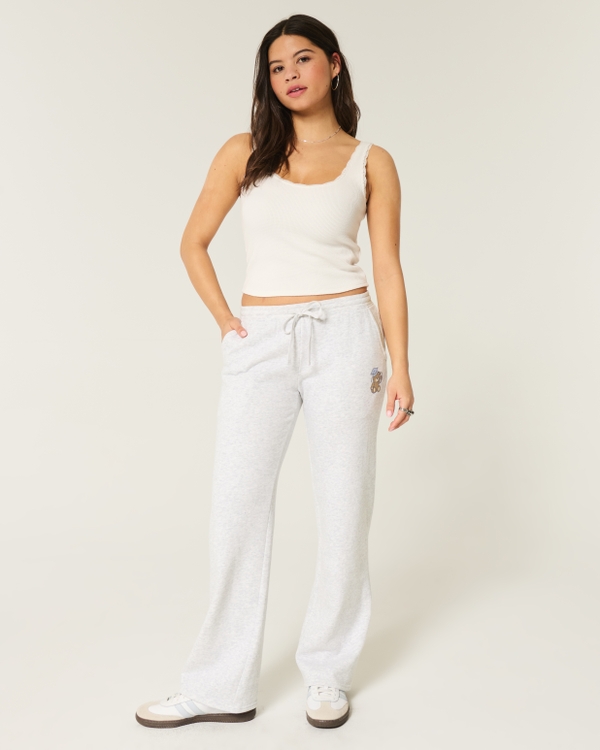 Grad Bear Straight Sweatpants, Light Heather Grey view 1