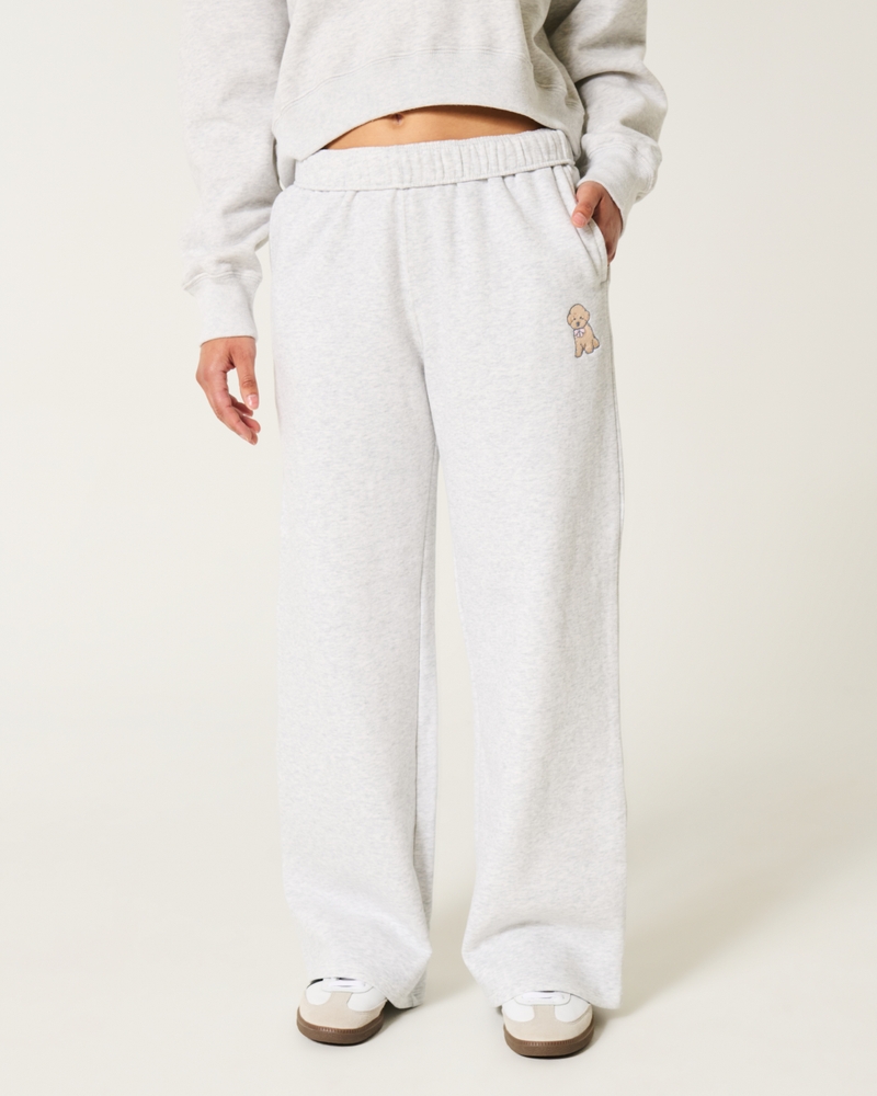 Women's Dog Graphic Wide-Leg Sweatpants Women's Bottoms
