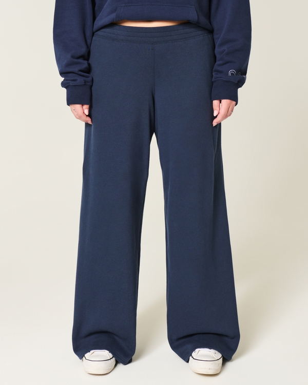 Bow Graphic Baggy Sweatpants, Navy Blue view 2