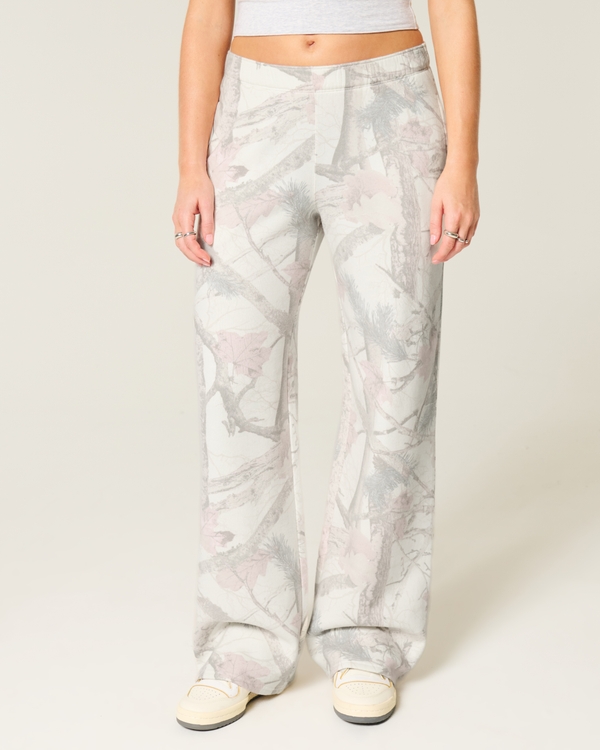 Heart Pocket Camo Wide-Leg Sweatpants, Light Pink Camo view 2