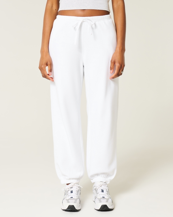 Baggy Fleece Joggers, White view 2