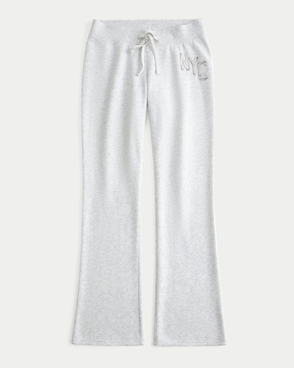 NYC Graphic Bootcut Sweatpants, Light Heather Grey view 1