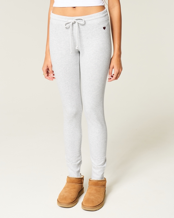 Heart Graphic Fleece Leggings, Light Heather Grey view 2