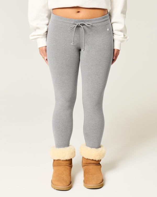 Star Graphic Fleece Leggings, Heather Grey view 2