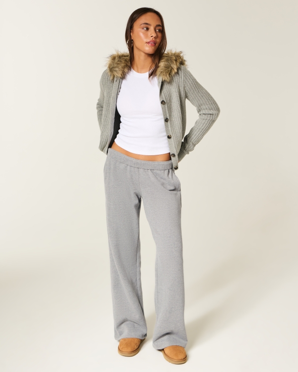 Wide-Leg Sweatpants, Heather Grey view 1