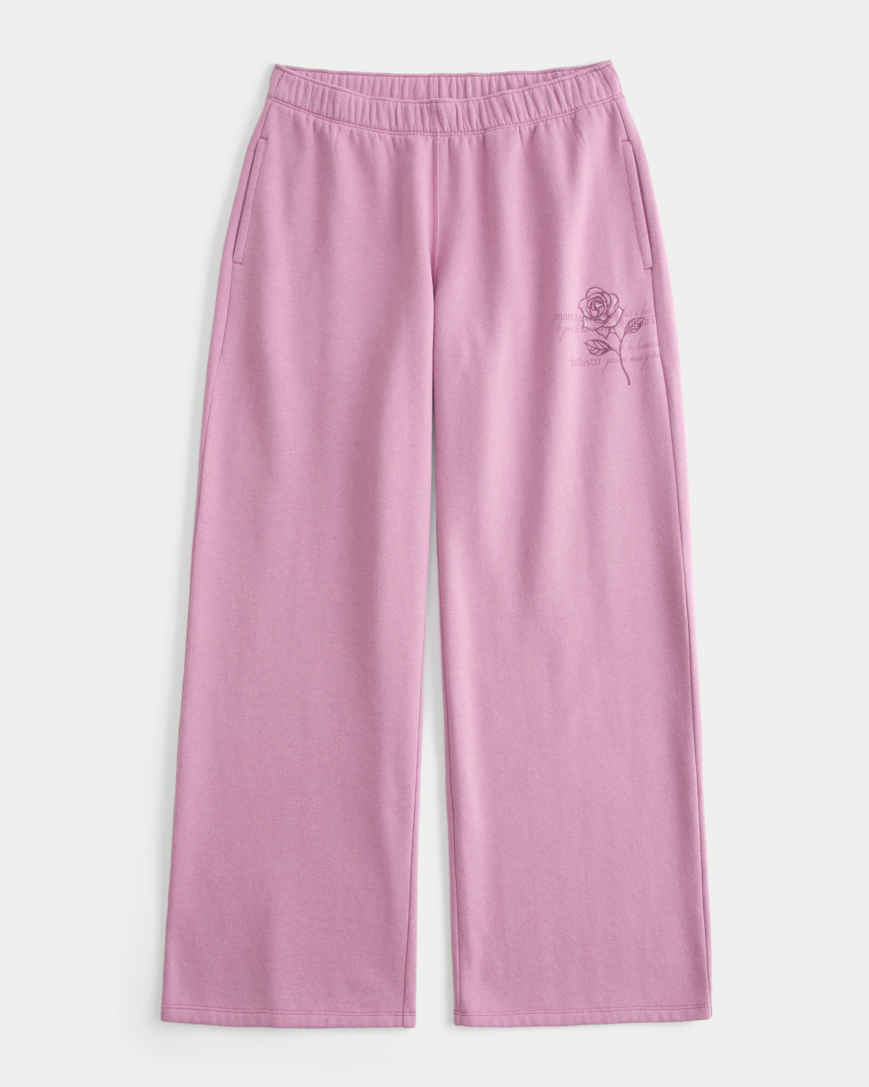 Sparkle Rose Graphic Wide-Leg Sweatpants