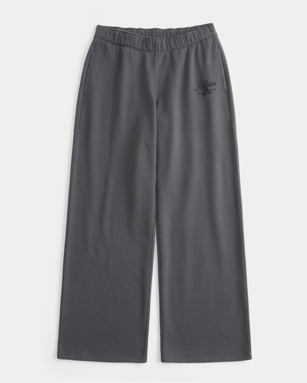 Sparkle Logo Graphic Wide-Leg Sweatpants