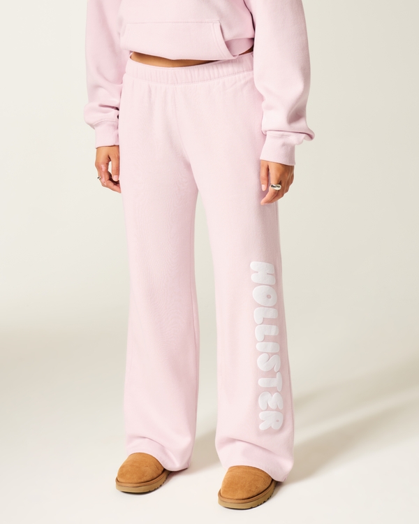 Logo Graphic Wide-Leg Sweatpants, Light Lilac view 2