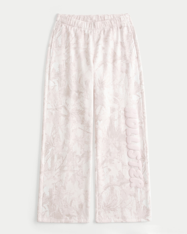 Logo Graphic Pink Camo Wide-Leg Sweatpants