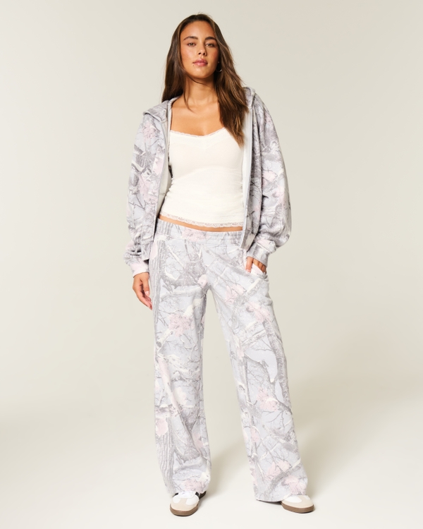 Snow Camo Baggy Sweatpants, Light Grey Camo view 1