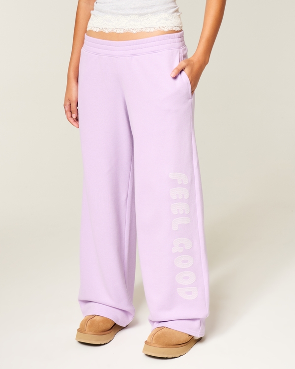 Hollister Feel Good Graphic Baggy Sweatpants, Lilac view 2