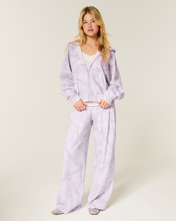 Baggy sweatpants in camouflageprint, Lila Met Camouflageprint view 1