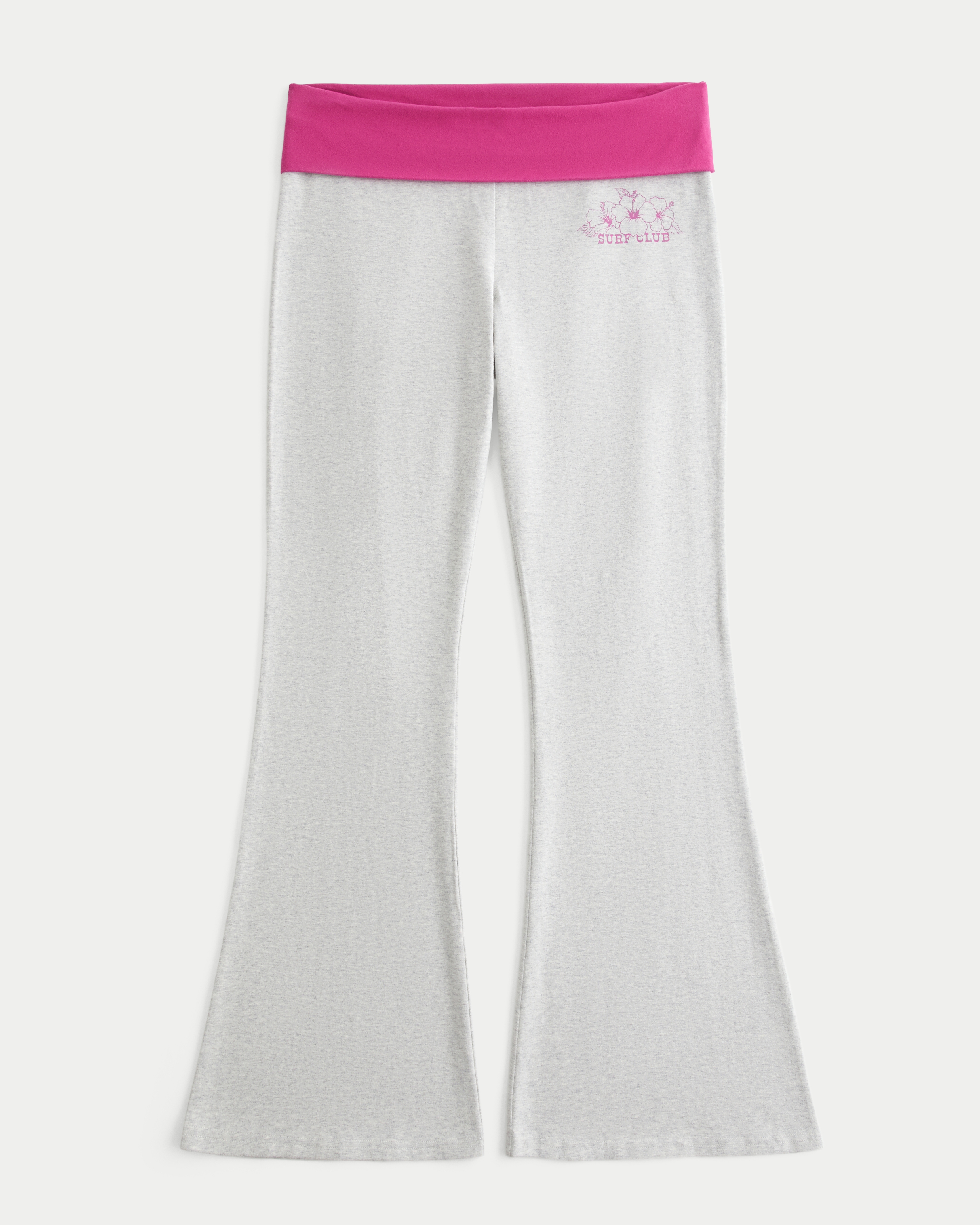 Hibiscus Graphic Foldover Waist Flare Pants