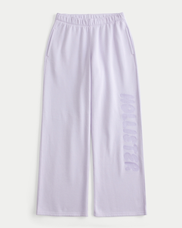 Wide-Leg Logo Sweatpants, Pastel Purple view 1