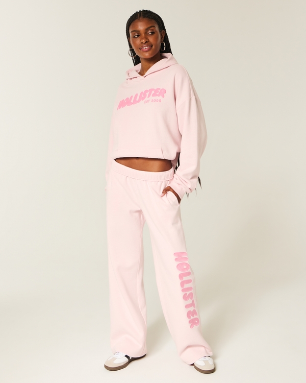 Wide-Leg Logo Sweatpants, Light Lilac view 1