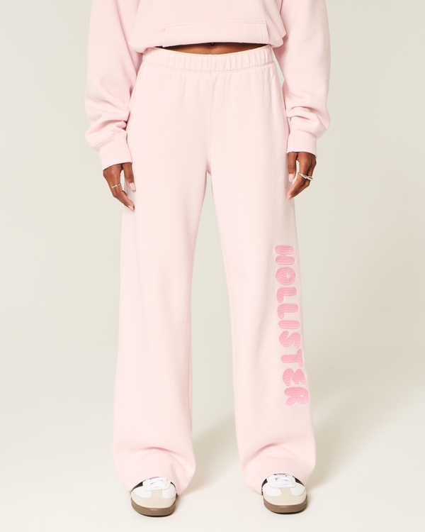 Wide-Leg Logo Sweatpants, Light Lilac view 2