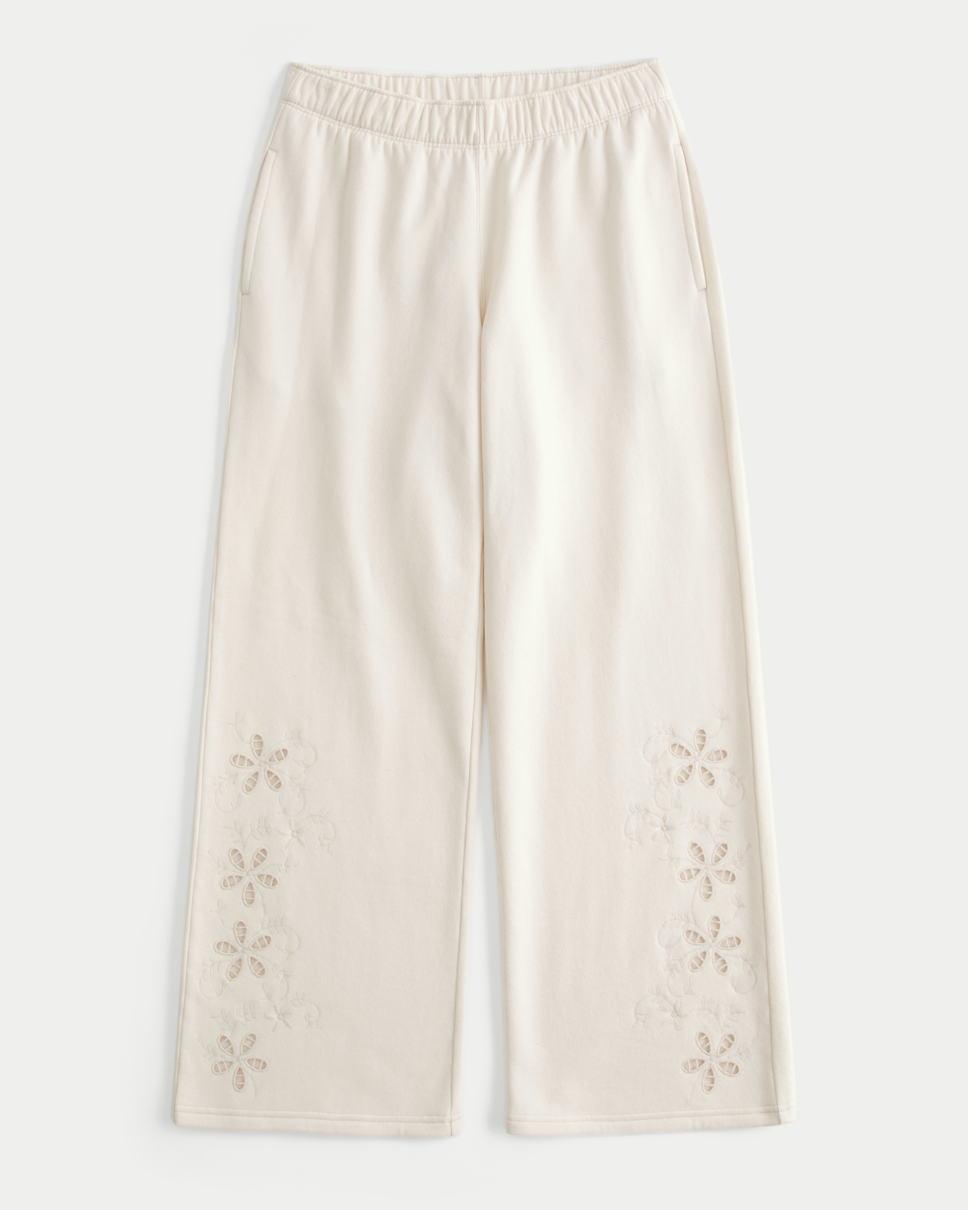 Hollister Feel Good Floral Cutout Wide-Leg Sweatpants