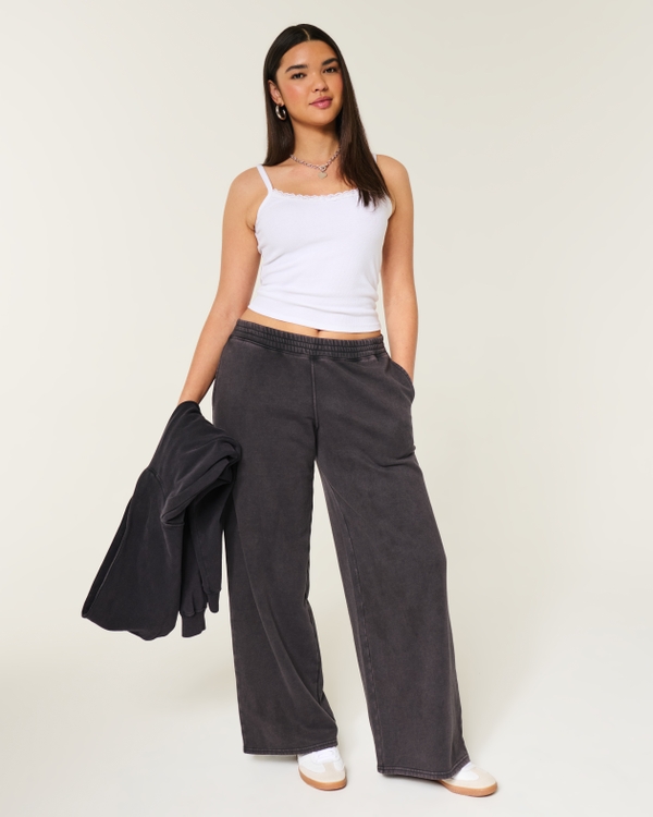 Washed Baggy Sweatpants, Black view 1