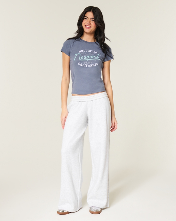 Hollister Feel Good Low-Rise Baggy Sweatpants, Light Heather Grey view 1