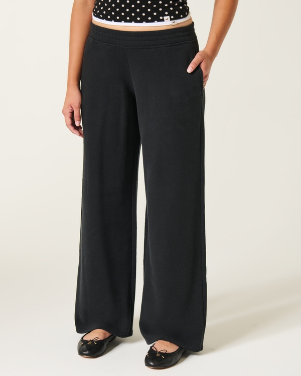 Hollister Feel Good Low-Rise Baggy Sweatpants, Black view 2