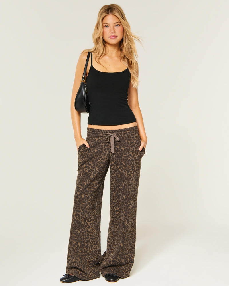 Low-Rise Leopard Print Baggy Sweatpants - leopard print by Hollister