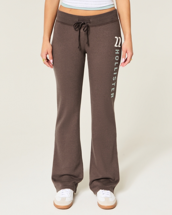 Terry Logo Graphic Bootcut Sweatpants, Brown view 2