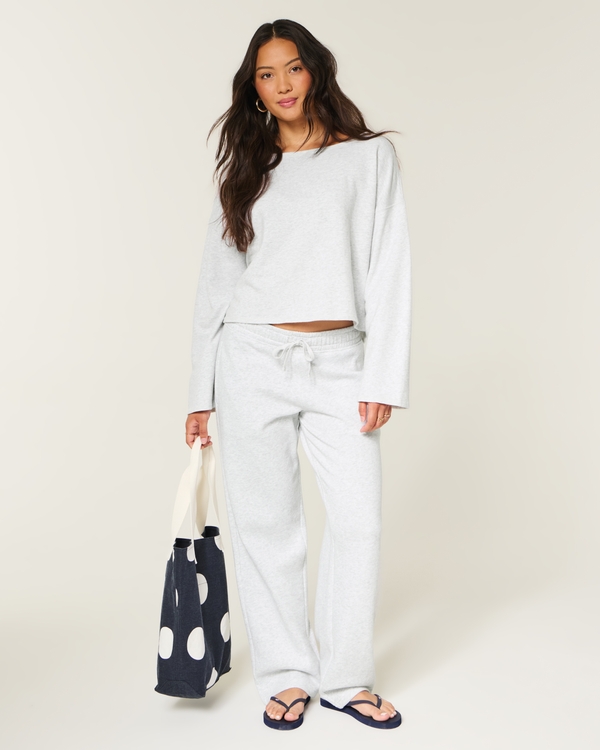 Low-Rise Baggy Sweatpants, Light Heather Grey view 1