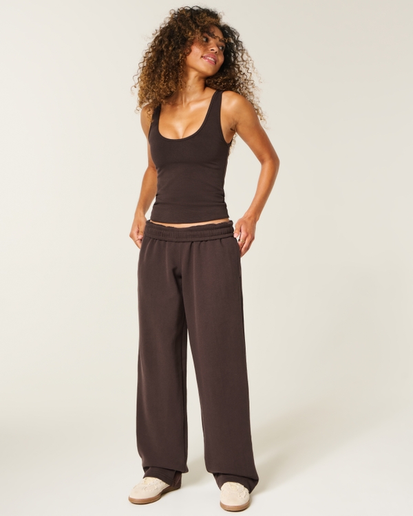 Hollister Feel Good Low-Rise Tapered Baggy Sweatpants, Brown view 1