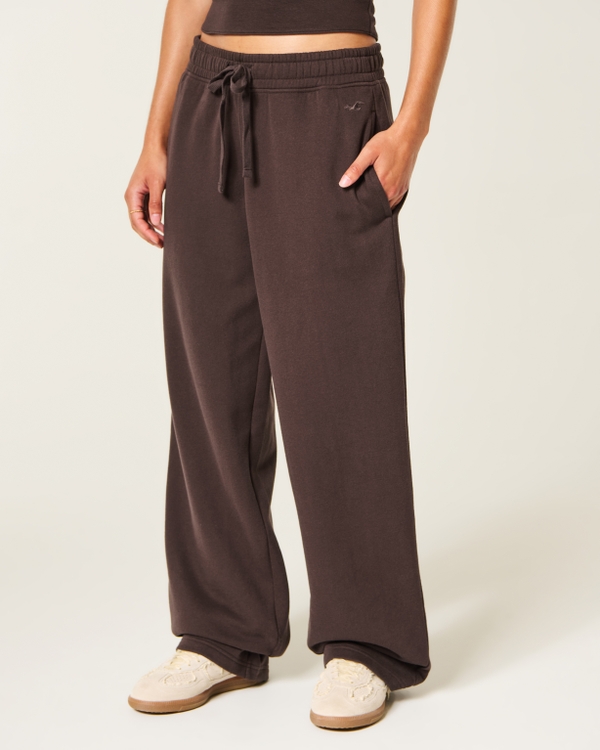 Hollister Feel Good Low-Rise Tapered Baggy Sweatpants, Brown view 2
