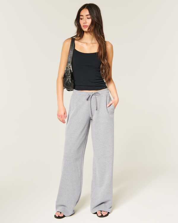 Hollister Feel Good Low-Rise Baggy Sweatpants, Dark Heather Grey view 1
