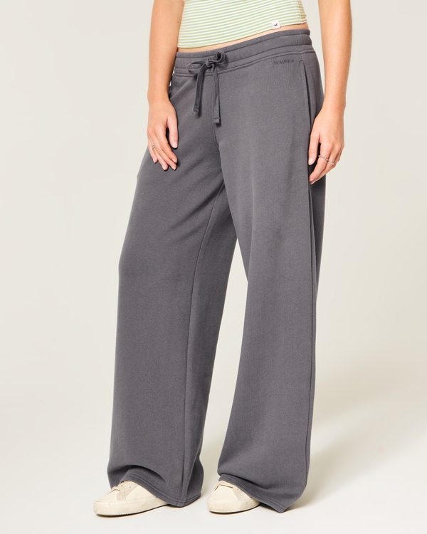 Hollister Feel Good Low-Rise Baggy Sweatpants, Dark Grey view 2