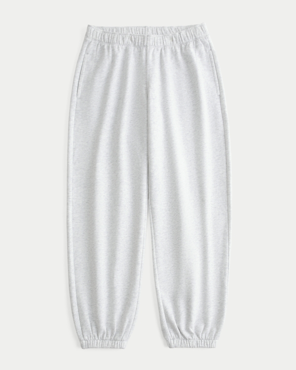 Hollister Feel Good Low-Rise Fleece Joggers, Light Heather Grey view 1