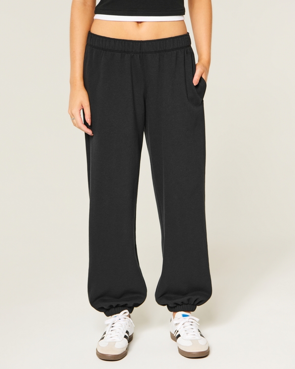 Hollister Feel Good Low-Rise Fleece Joggers, Black view 2