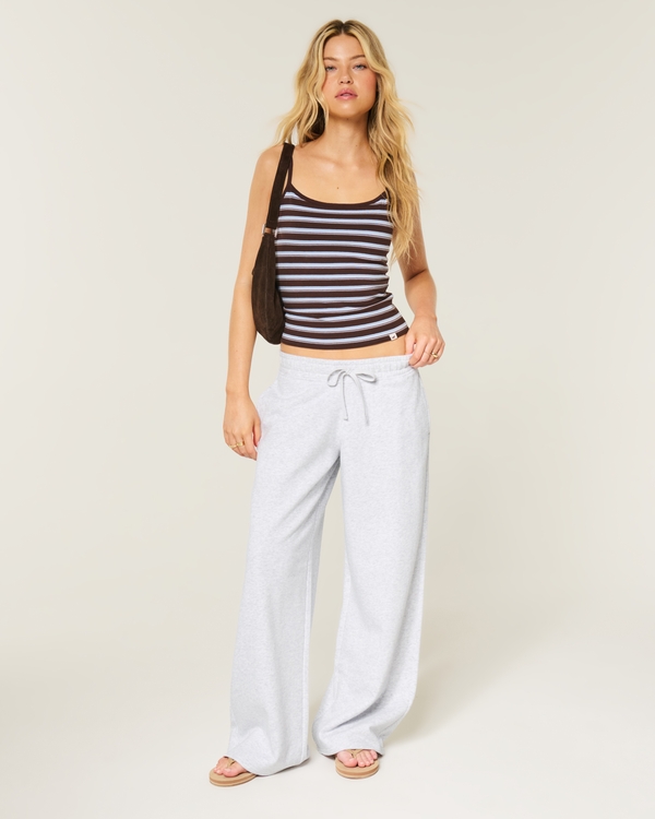 Hollister Feel Good Low-Rise Baggy Sweatpants, Light Heather Grey view 1