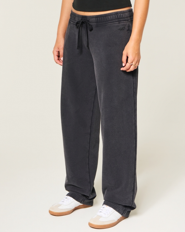 Hollister Feel Good Low-Rise Tapered Baggy Sweatpants, Black view 2