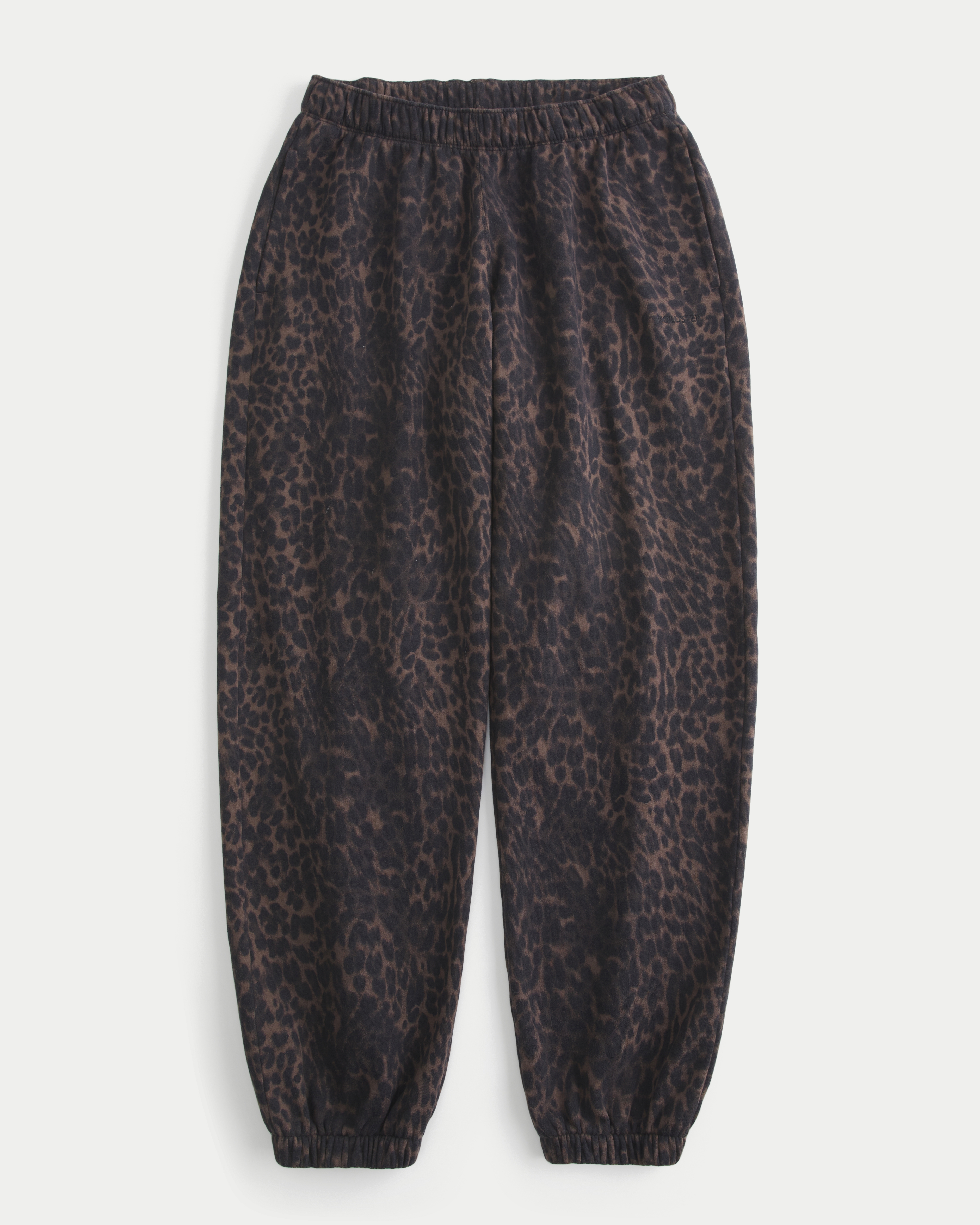 Hollister Feel Good Low-Rise Leopard Print Fleece Joggers
