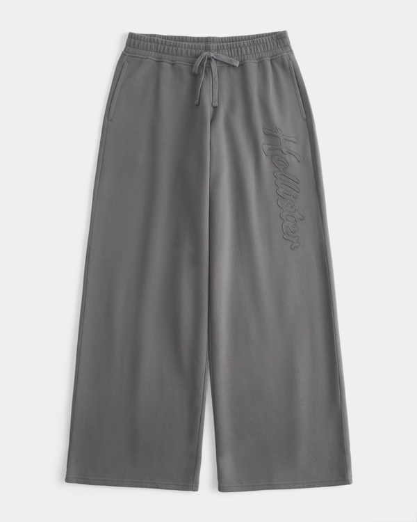 Hollister Feel Good Baggy Logo Graphic Sweatpants, Dark Grey view 1