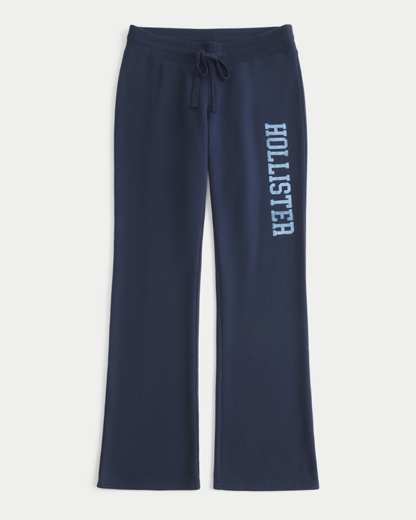 Hollister Feel Good Low-Rise Logo Graphic Bootcut Sweatpants, Navy view 1