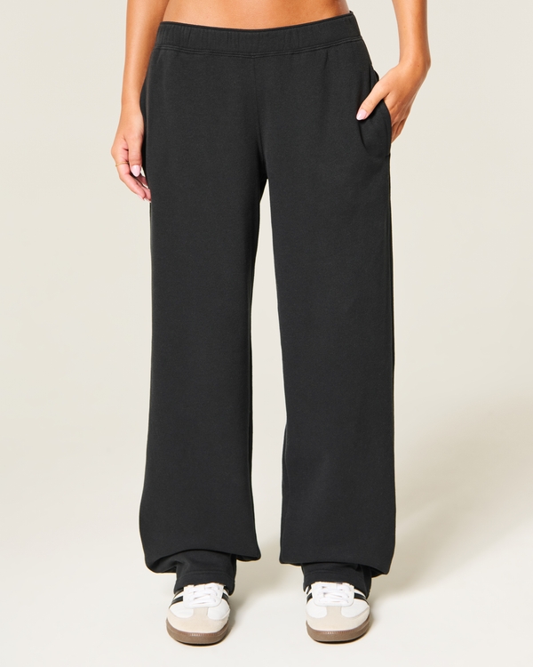 Hollister Feel Good Low-Rise Tapered Baggy Sweatpants, Black view 2