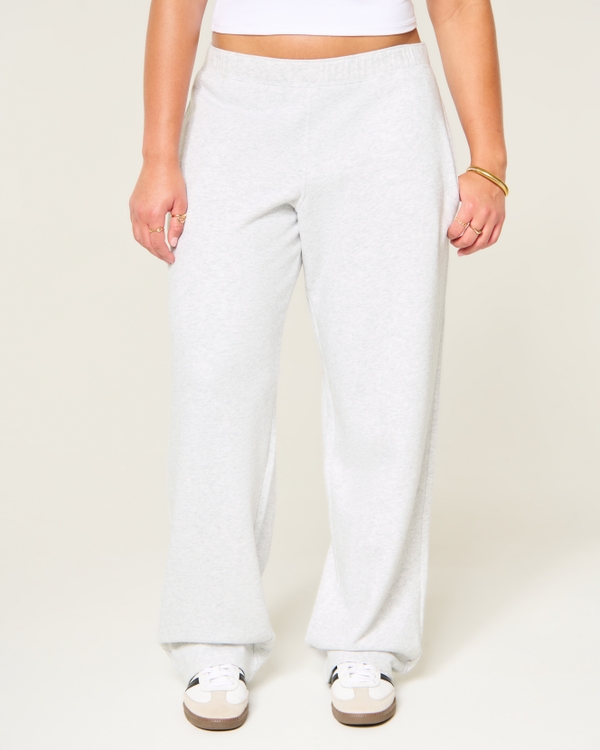 Hollister Feel Good Low-Rise Tapered Baggy Sweatpants, Light Heather Grey view 2
