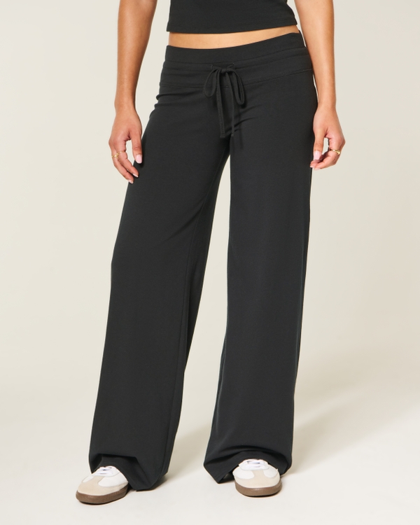 Knit Wide-Leg Pants, Black view 2