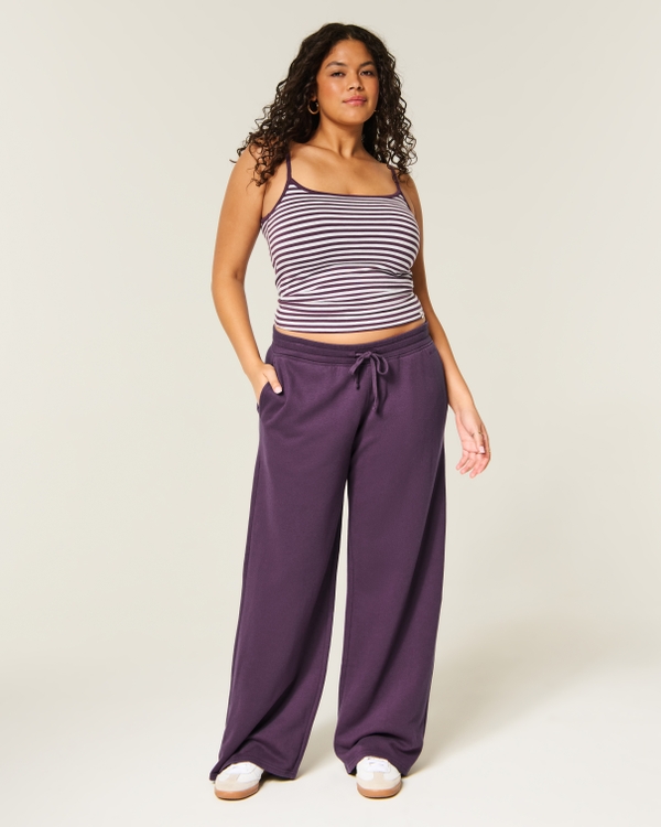 Hollister Feel Good Low-Rise Baggy Sweatpants, Plum view 1