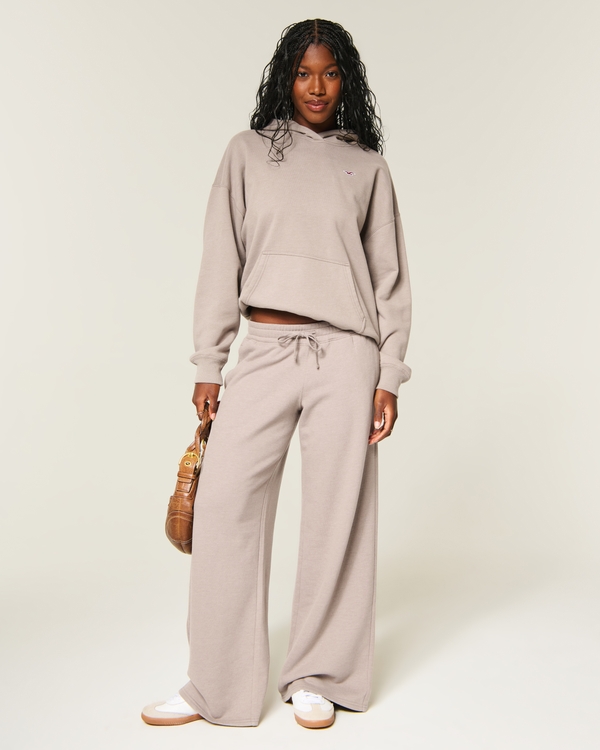 Hollister Feel Good Low-Rise Baggy Sweatpants, Grey view 1