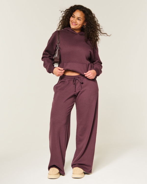 Hollister Feel Good Low-Rise Baggy Sweatpants, Burgundy view 1