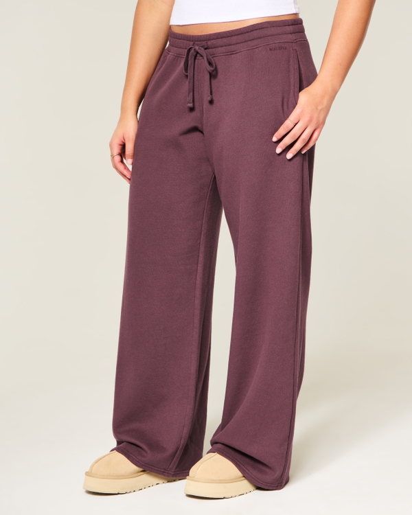 Hollister Feel Good Low-Rise Baggy Sweatpants, Burgundy view 2