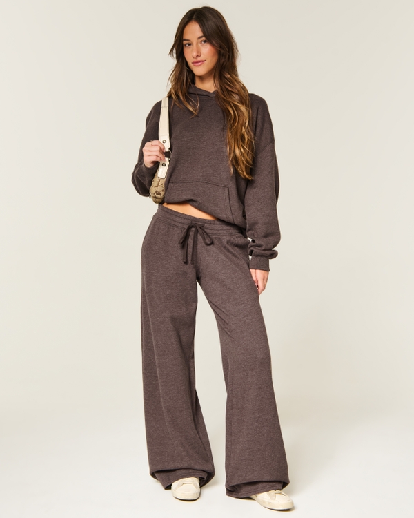 Hollister Feel Good Low-Rise Baggy Sweatpants, Heather Brown view 1