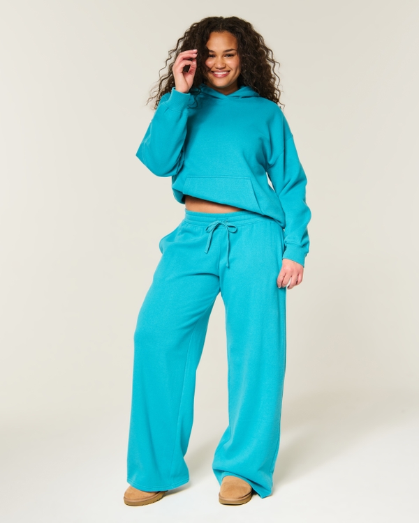Hollister Feel Good Low-Rise Baggy Sweatpants, Turquoise view 1